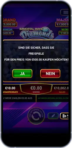 Immortal Ways Diamonds Bonus Feature mit aktiven Coins auf den Walzen