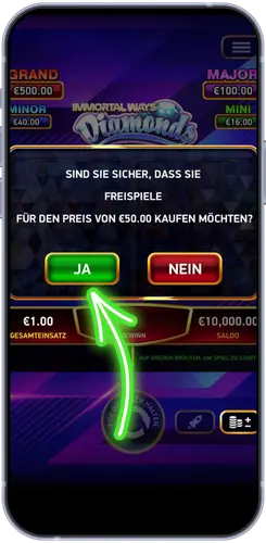 Immortal Ways Diamonds casino – Freispiele kaufen für €50,00 auf dem Smartphone