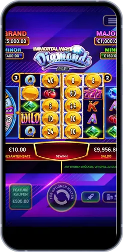 Immortal Ways Diamonds – Münzrad mit Jackpot- und Multiplikatorwerten
